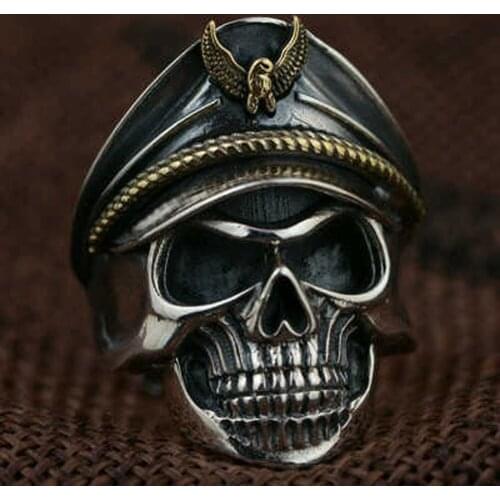 Gothic Punk Ring for Men Retro Skeleton Devil Male Ring Stainless Steel Skull Adjustable Adjustable Exaggeration