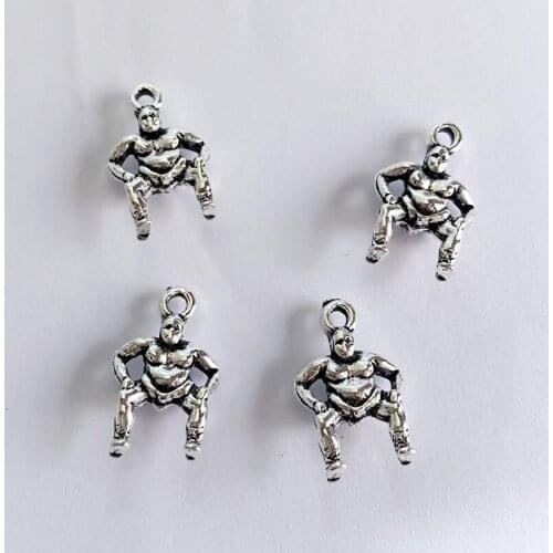 12pcs 3D Solid Wrestling Sumo Wrestler DIY Handmade Pendant Necklace Earring Accessories Charms Findings Jewelry Making Supplies