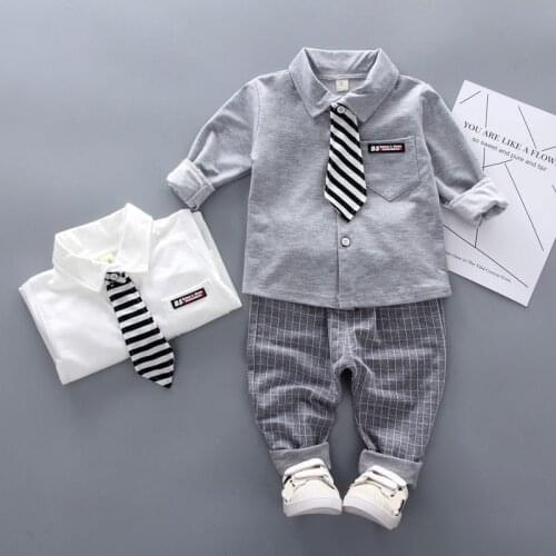 Baby clothing suit baby boy clothes formal party newborn boy suit tie shirt + pants suit 0-4 years old for Spring and summer