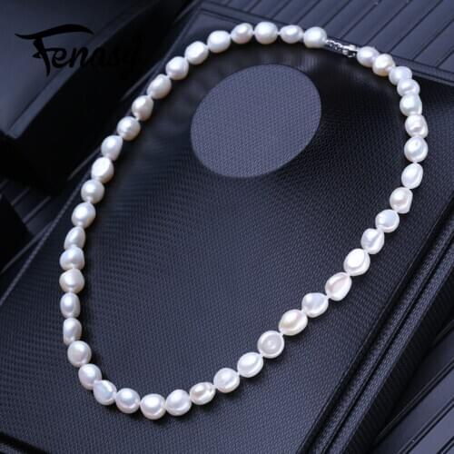 FENASY Natural Freshwater Pearl Necklaces For Women Baroque Long Necklace Neck Accessories Wedding Jewelry