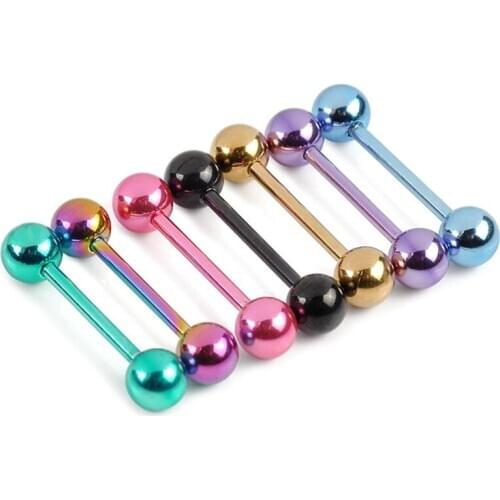 7Pcs Tongue Piercing Titanium Plated Piercing Tongue Rings Bars Girls Tongue Piercing Industrial Barbells Quality Body Ring