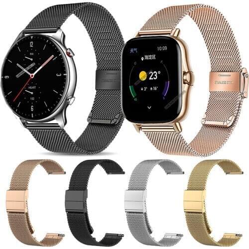 Milanese Watchband Strap For Xiaomi Huami Amazfit GTR 2 GTR2 GTS2 GTS 2 GTR 42mm 47mm Smart Watch Band for Xiaomi Haylou LS02