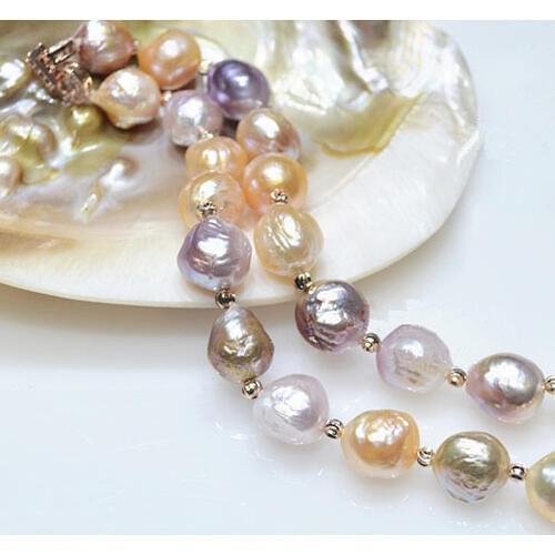 Luxury Brand name Really natural Metallic luster Big pearl 10-13mm Baroque Irregular Pearl Necklace for women Free shipping