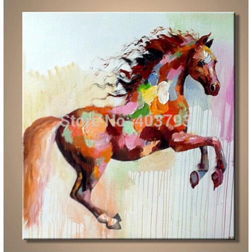 Hand painted MODERN ABSTRACT HUGE LARGE CANVAS ART OIL PAINTING absract colorful horse paintings no framed