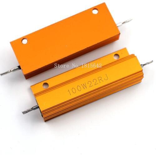 RX24 100W 22R 22RJ Metal Shell Aluminium Gold Resistor High Power Heatsink Resistance Golden Heat Sink Resistor 100 Watt 22 ohm