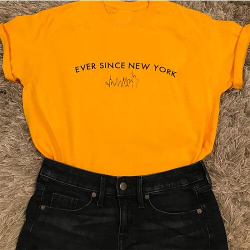 Ever Since New York T-shirt Inspired By Tee Graphic Shirt Cotton Harajuku Yellow T Shirt Youth Punk Tops Hip Hop Loose