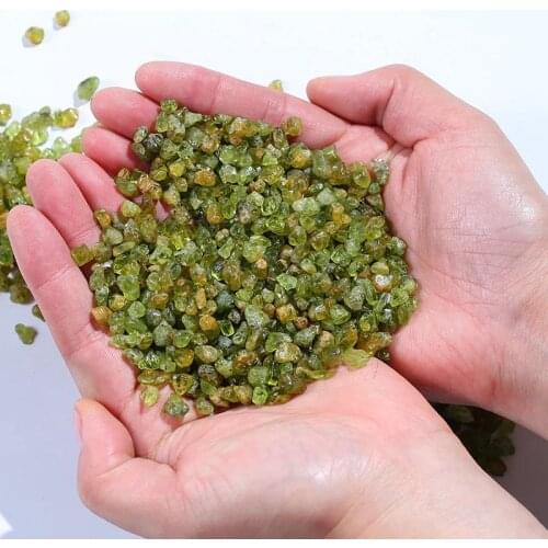 MOKAGY Rough Olivine Quartz Stone 3mm-5mm Raw Crystal Gravel for Healing