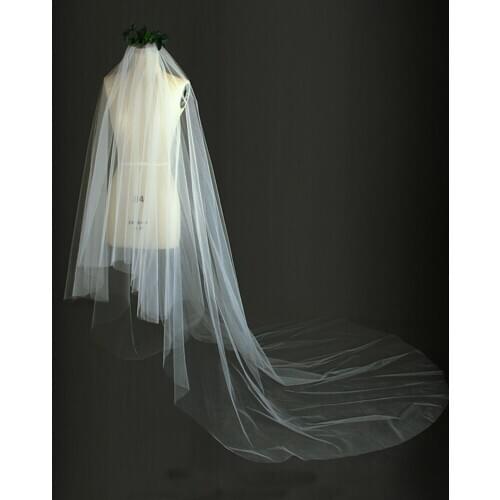 Cheap Wedding Veil Without Comb 1T Bridal Veils Ivory White Cut Edge 3 Metre Width Wedding Veils