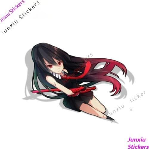 Funny Cartoon Akame Ga Kill BIG HEAD Anime Cute Car Stickers Auto Laptop Bumper Vinyl Decals SUV Fine Decor Graphic PVC13x9cm