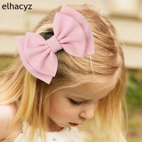 1PC 2021 New Chic Printing 6" Waffle Fabric Hair Bow with/without Clip for Girls Popular Headwear Kids Soft DIY Hair Accessories