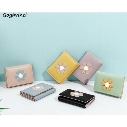 Wallets Women Floral Appliques Short Cash Purse Womens Lovely 3-fold Card Photo Holder Thin Large Capacity Travel Ulzzang Chic