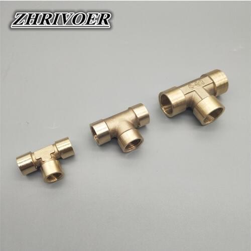 1/8" 1/4" 3/8" 1/2" 3/4" 1" BSP Female Thread 3 Way Tee Type Brass Pipe Fitting Adapter Coupler Connector For Water Fuel Gas