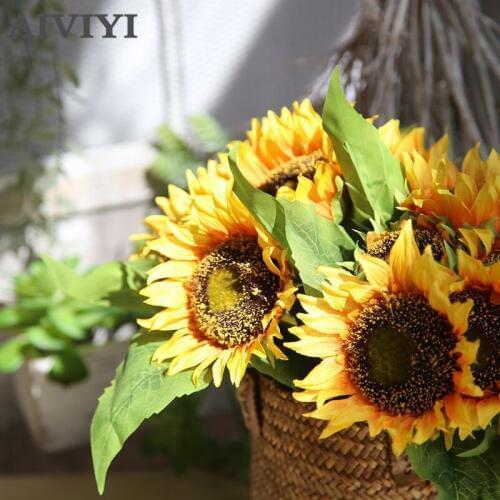 1 bouquet sunflower artificial flower silk simulation DIY flowers wedding home party decoration