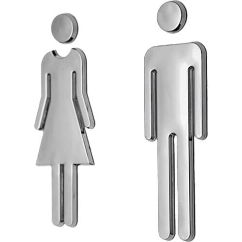 1 Pair of Male & Female People Toilet Bath WC Door Signs Plastic Female& Male