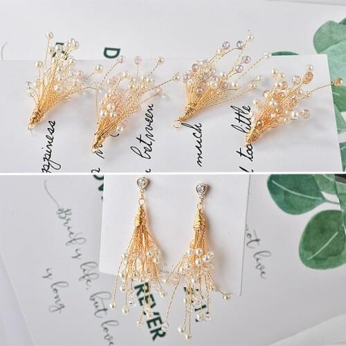 12pcs/lot handmade Exquisite tassel shape crystal decoration copper charms diy jewelry earrings for women pendants accessory