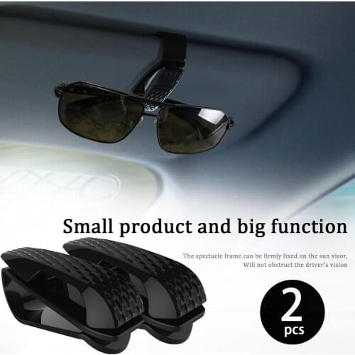 2 Pcs Glasses Holders For Car Sun Visor, Sunglasses Eyeglasses Holder Clip Hanger Mount With Ticket Card Clip