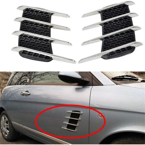 2Pcs Cool Chrome Shark Gills 3D Car Stickers Side Vent Air Flow Sticker Auto Truck Car-styling Exterior Decal Car Acessories