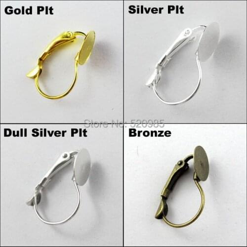 20Pcs 12x20mm French Earring Hooks With 10mm Pad DIY Gold,Silver,Bronze,Dull Silver Plt No.FEH02