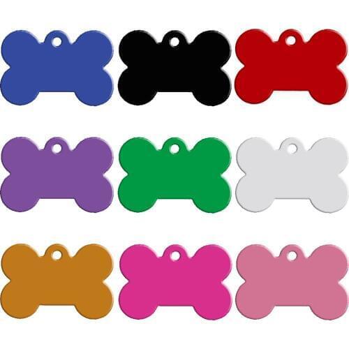 200 pcs/lot Aluminum Engraved Pet ID Tag Bone Shape Double Sided Custom Personalized Tag Dog Cat Pet Name Phone Number ID Tags