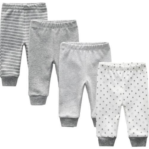 2019 3/4PCS/LOT 0-12M Solid Unisex Newborn Cotton Infant Striped Baby Pants Cartoon Baby Gril Pants Baby Boy Legging