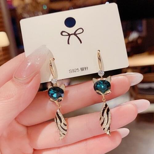 2021 Korean Long Vintage Fox Earings Simple Wedding Statement Earrings Fashion Jewelry Womens Gift Earrings For Women Brincos
