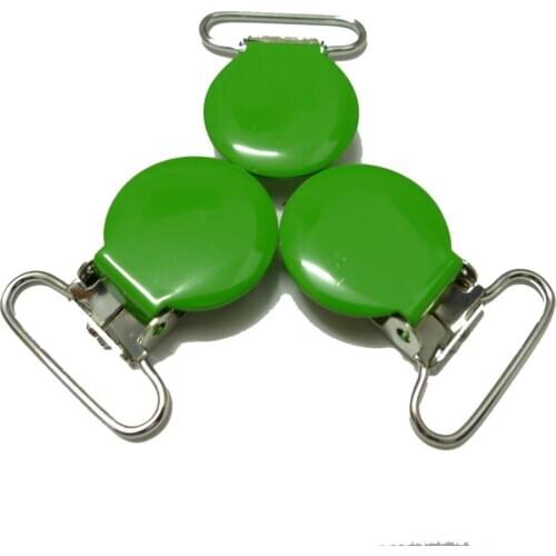 25pcs 1'' 25mm #39 Kelly Green Colored Enamel Round Shaped Suspender Clips