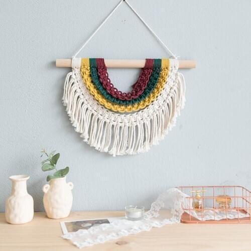 37Creative Macrame Wall Hanging Bohemian Flag Handmade Weaving Small Bunting Childrens Room Decoration Headboard Wall