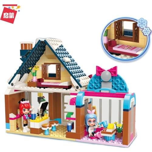 389PCS Enlightenment Building Blocks 2025 Wooden Restaurant Street View Store Girl Assembling Toys Gifts Princess House Gifts