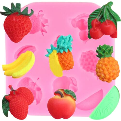3D Fruit Strawberry Silicone Mold Banana Apple Fondant Chocolate Moulds Cake Decorating Tools Candy Polymer Clay Moulds