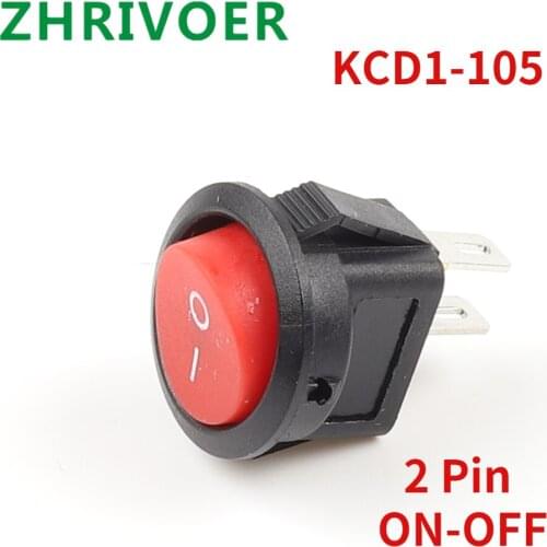 5pcs KCD1-105 Diameter Small Round Boat Rocker Switches Black Mini Round Black White Red 2 Pin ON-OFF Rocker Switch