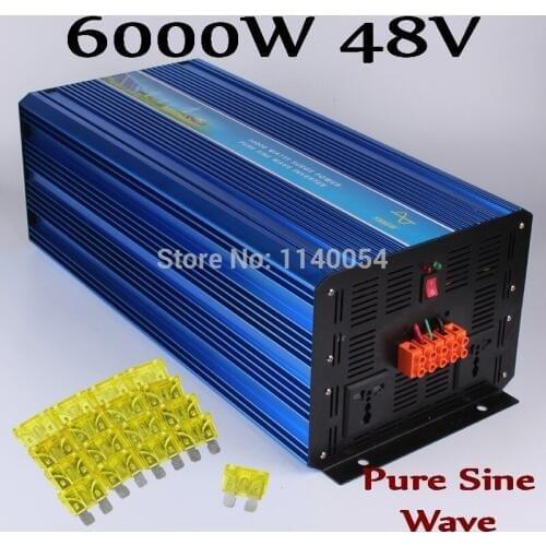 6000W Pure sine wave inverter 6000W Solar Wind Inverter 48V DC to 100V/110V/ 220V/230V/240V AC Peak power 12000W