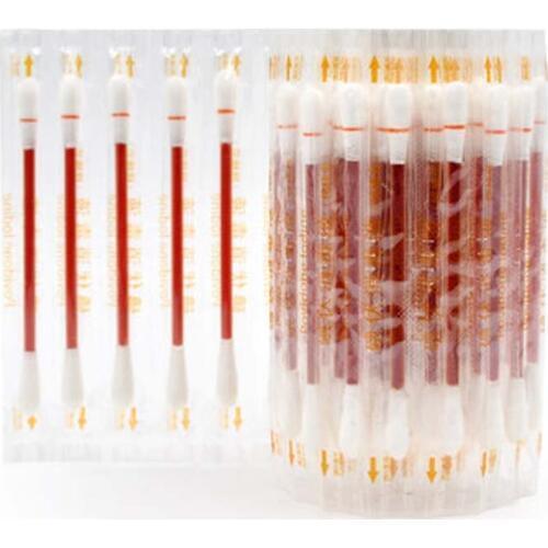 80Pcs Disposable First Aid Kit Iodine Cotton Stick Iodine Disinfected Cotton Swab Outdoor Emergency Medical Wound Care Dressing