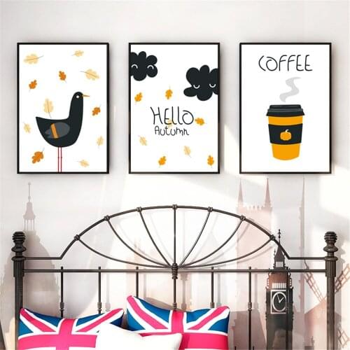 Abstract Moon Rainbow Wall Art Poster And Print Chicken Pumpkin Coffee Canvas Painting Nordic Pictures Living Room Home Decor