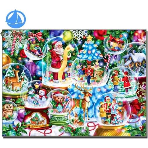 Santa Claus diamond embroidery cross stitch Christmas balls gift full square round diamond painting cartoon art 5 D mosaic decor