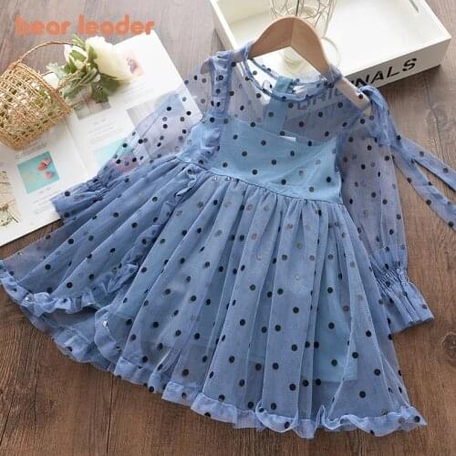 Bear Leader Girls Dress Autumn 2021 Girls Clothes Long Sleeves Cartoon Embroidery Female Childrens Cake Dresses Kids Clothing