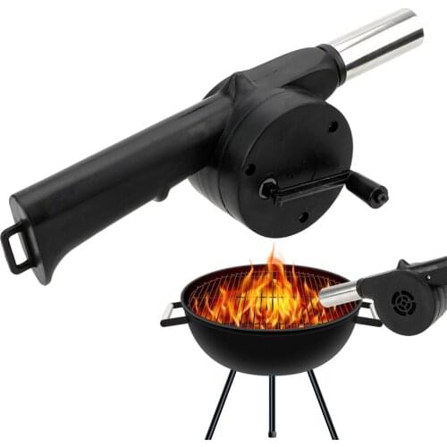 Black Picnic Camping Accessories Hand-cranked Air Blower Portable Barbecue Fan Fire Bellows Tools BBQ Tools