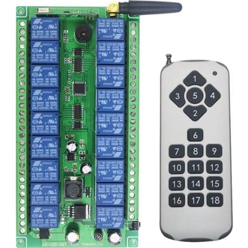DC12V 24V 18CH RF Wireless Remote Control Switch transmitter receiver Light /curtain /door control 433MHZ remot