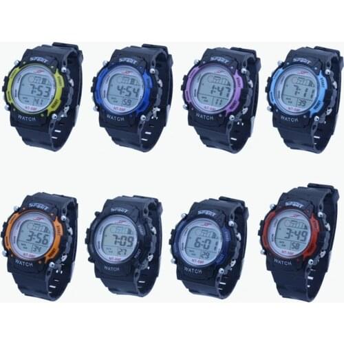 10pcs/lot kids children students light sport led digital watches soft bands boys girls multi-function alarm week gift watches
