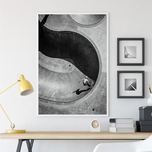 Venice Skatepark Black White Photo Poster Prints Venice Skate Bowl Picture Skateboarding Sports Wall Art Canvas Painting Decor