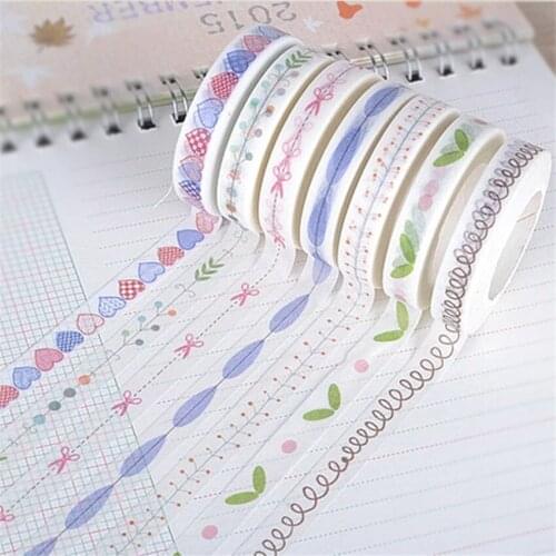 8mmx10m narrow pattern tapes color Dividing Stickers border masking adhesive paper washi tape DIY Scrapbooking Hand account