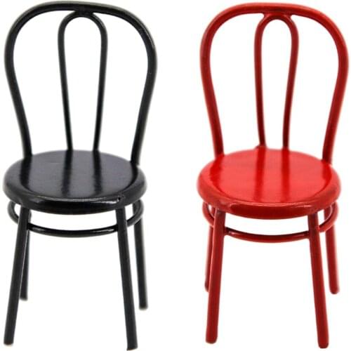 1:24 Scale Metal Craft Dollhouse Miniature Dining Chair Model Life Scene Furniture Seat for Bedroom Kitchen Dining Room