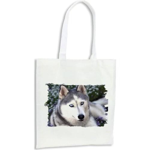 MERCHANDMANIA PACK 4 bags dog HUSKY Siberian very monkey kitchen shopping travel polyester fiber custom offer gift