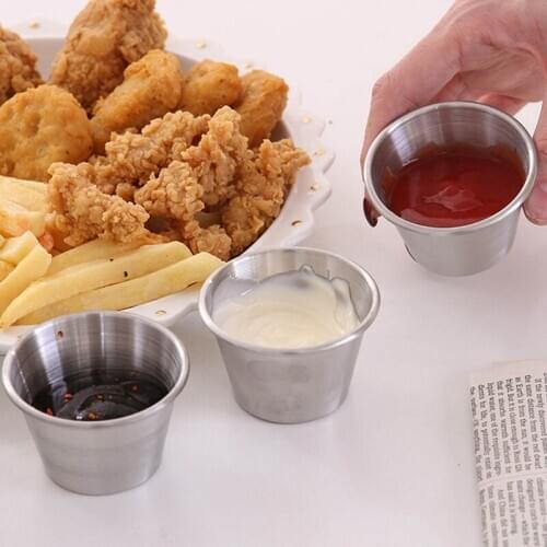 1pcs Multifunction Sauce Cups Stainless Steel Kitchen Dipping Bowls for Restaurant Dinner Party Home Seasoning Dish