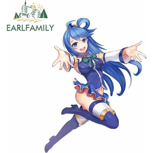 EARLFAMILY 13cm x 9.9cm for Aqua Konosuba Jump Cartoon VAN Car Sticker Windshield Anime Decal Windshield Laptop Car Assessoires