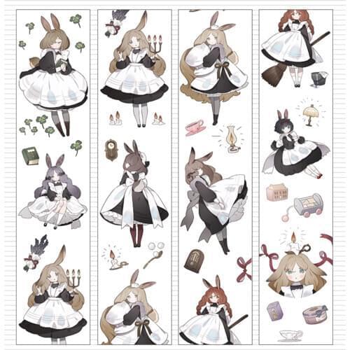Fairy Dreamy Bunny Girl Washi Masking Tapes for Card Making Bullet Journal DIY Scrapbooking Label Stickers