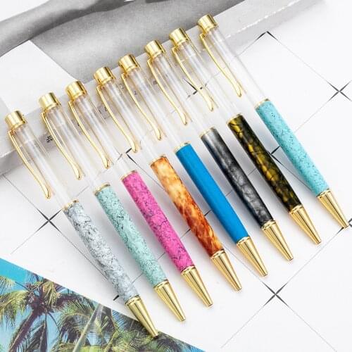 3Pcs/lot New Creative DIY Crystal Pen Black Barrel Marbling Ballpoint Pens for Student School Office Supplies Writing Stationery