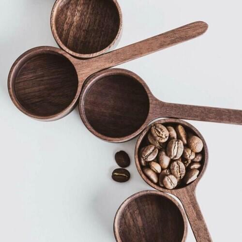Walnut Wooden Measuring Spoon Scoop Coffee Beans Bar Kitchen Home Baking Tool