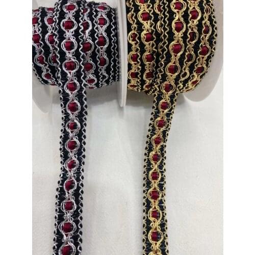 Width 14MM Gold/Silver Colorful National Elements Polyester Corrugated Braided Lash Lace Ribbon Applique Trim Embellishment