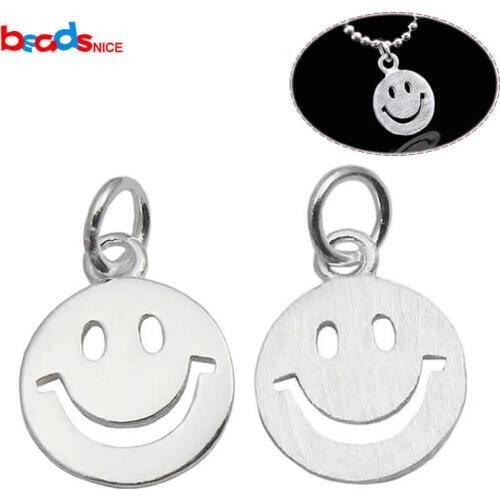 Beadsnice Smiley Face Charm Pendant 925 Sterling Silver Happy Face Charm Handmade Jewelry Findings Bracelet Charms ID 35626