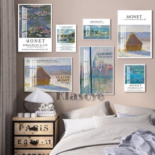 Claude Monet Water Lilie Gallery Exhibition Poster Prints Art Modern Landscape Wall Decor Canvas Painting Room Home Decorate